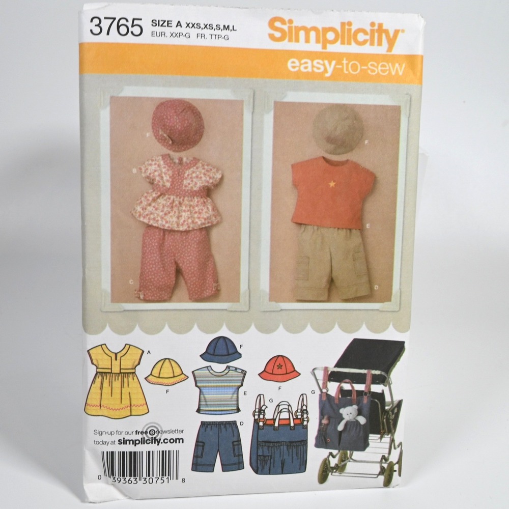 Simplicity 3765 Sewing Pattern Babies XXS-L Dress Pants Uncut Factory Folded